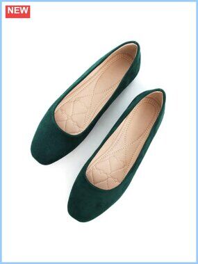 SAILING LU Women's Square Toe Ballet Flats Vegan Slip-On Comfy